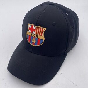 FC Barcelona Hat Cap Soccer Futbol Adjustable Black FCB 3D Logo Mens